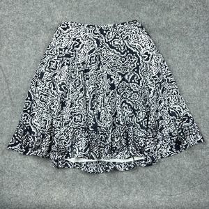 Chico's Skirt Womens Large‎ Blue White Paisley Sequin Silk Cotton Midi Lined Zip